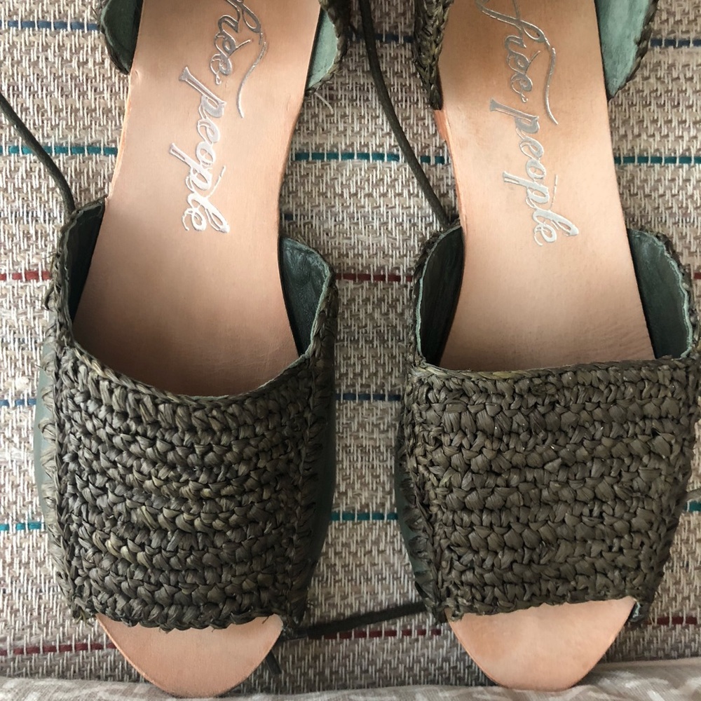 Free people woven khaki sandals